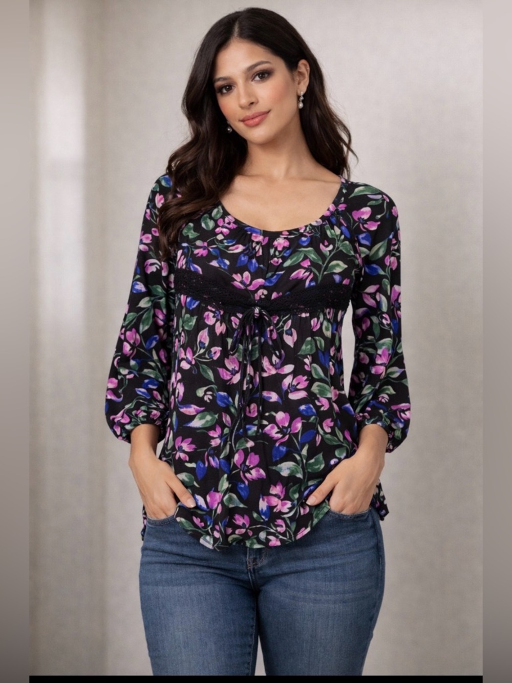 Adrienne Vittadini Multicolor Floral Blouse